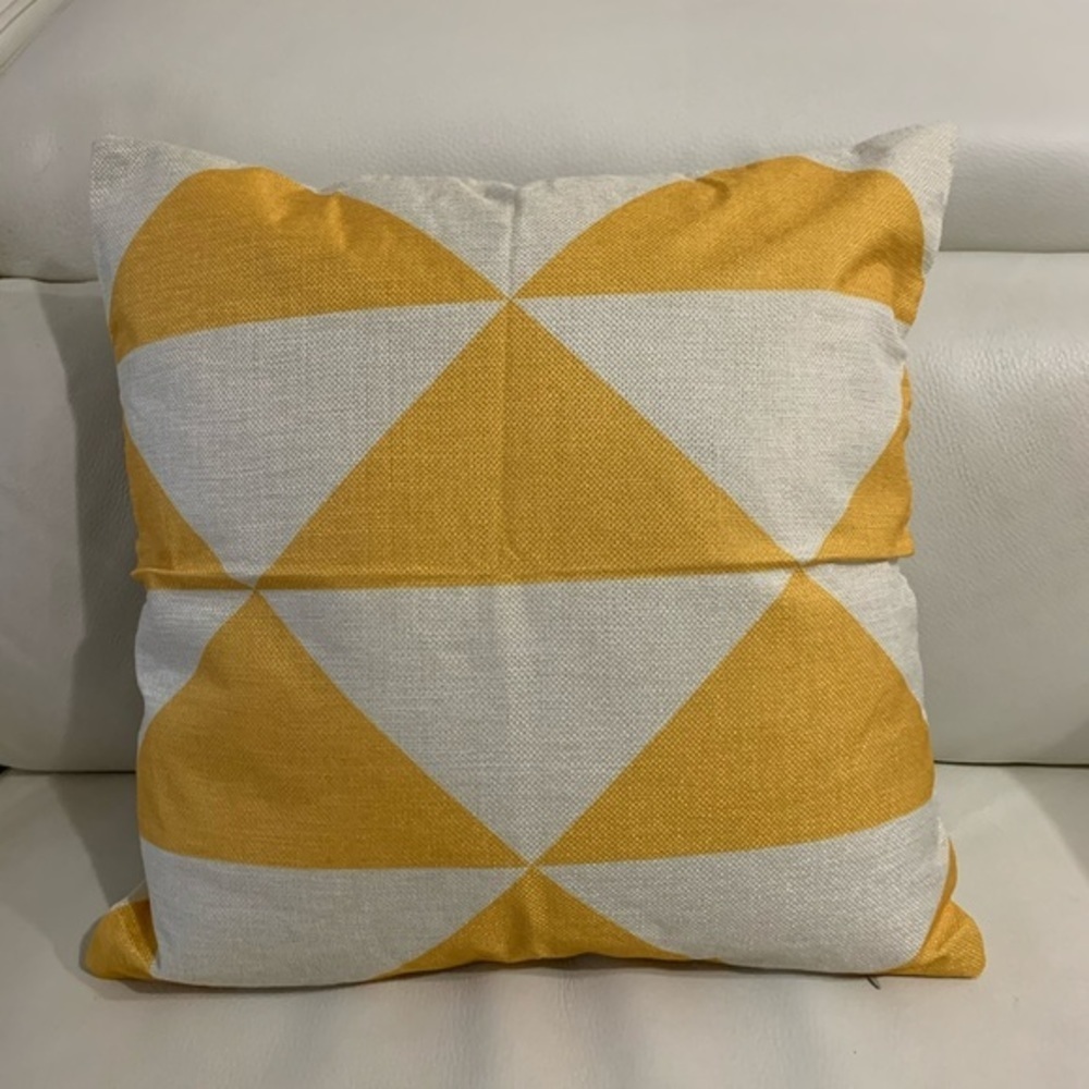 Geometric Yellow and White Throw Pillow